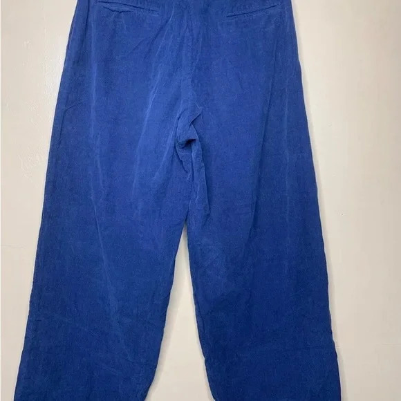 Christine Alcalay Blue Corduroy Straight Leg Ankle Length Pants